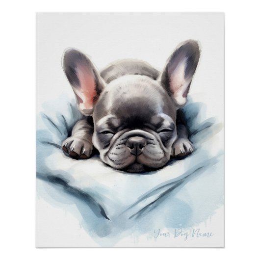 Super niedlicher Engel schlafend Welpe French Bull Poster (Vorderseite)