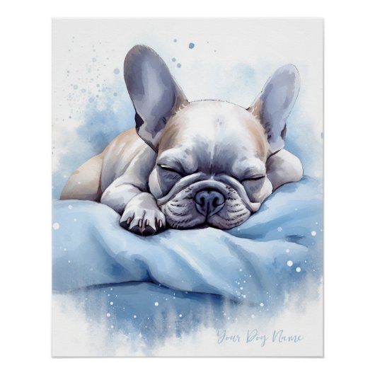 Super niedlicher Engel schlafend Welpe French Bull Poster (Vorderseite)