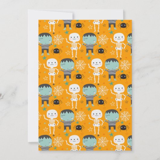 Super Niedlicher Frankenstein-Junge Halloween Birt Einladung (Rückseite)