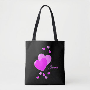 Super Niedlicher Girly Black and Pink Hearts Indiv Tasche