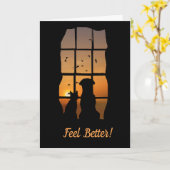 Super Niedlicher Hund und Katze fühlen sich besser Karte (Gelbe Blume)