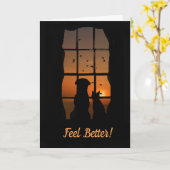 Super Niedlicher Hund und Katze fühlen sich besser Karte (Gelbe Blume)