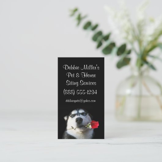Super Niedlicher Husky und Rose Haustier und Hauss Visitenkarte (Stehend Vorderseite)