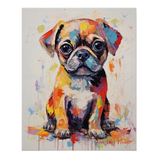 Super Niedlicher Mops Dog Puppy 001 - Xeno Lucilfe Poster (Vorderseite)