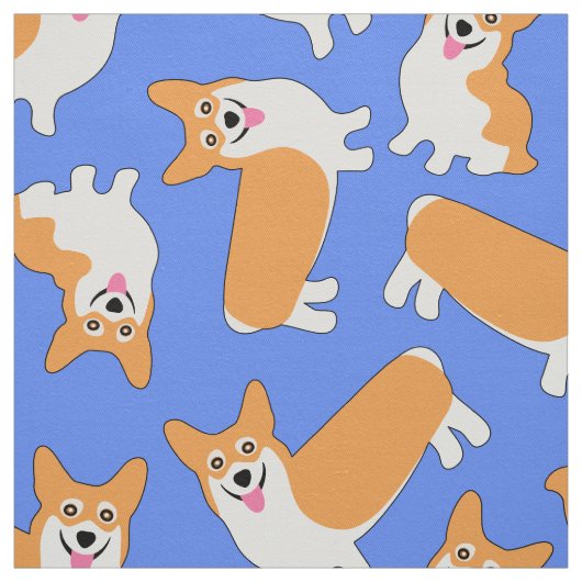 Super Niedlicher Pembroke Welsh Corgi Pattern Blau Stoff (Muster)