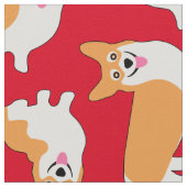 Super Niedlicher Pembroke Welsh Corgi Pattern Red Stoff (Nahaufnahme)