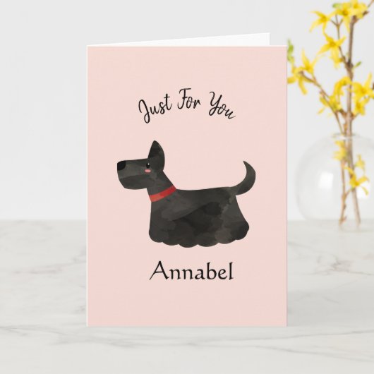 Super Niedlicher Personalisiert Terrier Karte (Gelbe Blume)