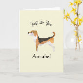 Super Niedlicher Personalisierter Beagle Karte (Gelbe Blume)