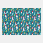 Super Niedlicher Schneemann und Weihnachtsbaumen W Geschenkpapier Set (Vorderseite)