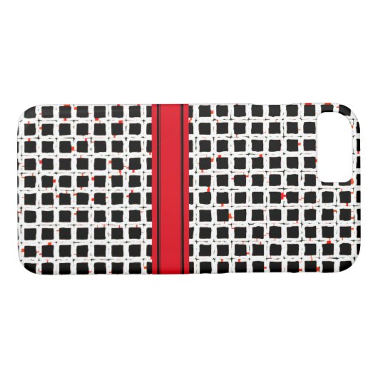 Super Niedlicher Schwarz-weißer Red Pattern Chic Case-Mate iPhone Hülle (Rückseite (Horizontal))