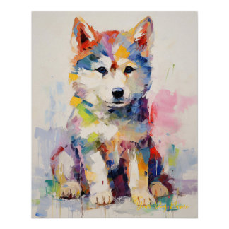 Super Niedlicher sibirischer Husky Hund Welpe 004 Poster