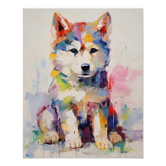 Super Niedlicher sibirischer Husky Hund Welpe 004 Poster (Vorderseite)