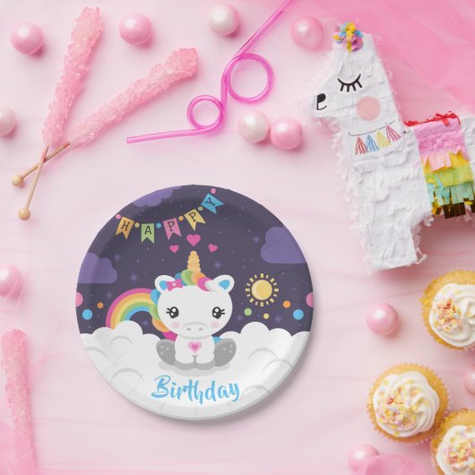 Super niedlicher Unicorn-Party-Teller Pappteller (Party)