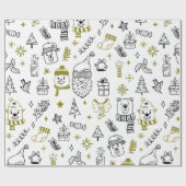 Super Niedlicher Urlaub Muster Weiße Weihnachten Geschenkpapier (Flach)