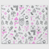 Super Niedlicher Urlaub Muster Weiße Weihnachten Geschenkpapier (Flach)