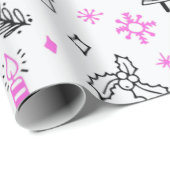 Super Niedlicher Urlaub Muster Weiße Weihnachten Geschenkpapier (Rolleneckpunkt)