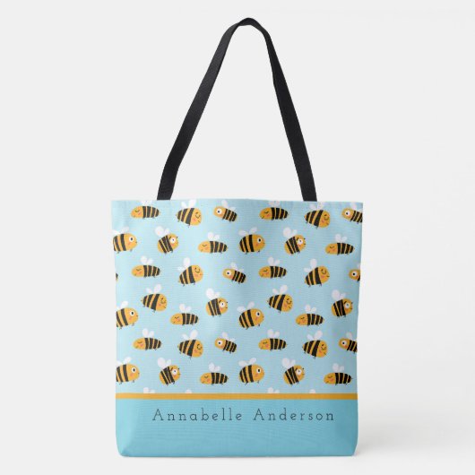Super Niedliches Bienenmuster personalisieren Tote Tasche (Vorderseite)