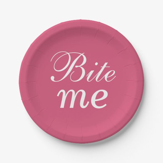 Super Niedliches Bite Me Plate - rosa Pappteller (Vorderseite)