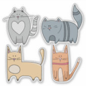 Super niedliches CATS-Set von 4 Notebook-Aufkleber Aufkleber (Vorderseite)