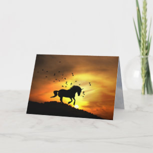 Super Niedliches Einhorn im Sonnenaufgang Geburtst Karte