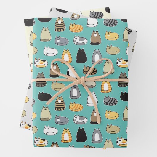 Super Niedliches Katzen Muster, wählen Sie Ihre Fa Geschenkpapier Set (Beispiel)