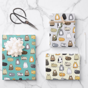 Super Niedliches Katzen Muster, wählen Sie Ihre Fa Geschenkpapier Set