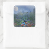 Super Niedliches KatzenHalloween Pumpkin Patch Sti Quadratischer Aufkleber (Tasche)