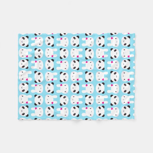 Super niedliches Kawaii Häschen und Panda Fleecedecke (Vorderseite (Horizontal))
