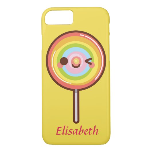Super niedliches Kawaii Regenbogen-Lollipop-Monogr Case-Mate iPhone Hülle (Rückseite)