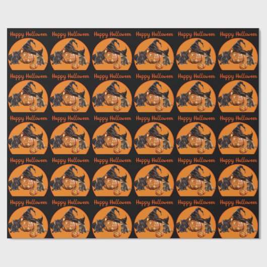 Super Niedliches Kitty Bat & Hexengeschenk Geschenkpapier (Flach)