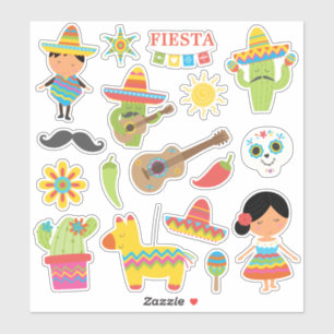 Super niedliches mexikanisches Fiesta-Thema Aufkleber