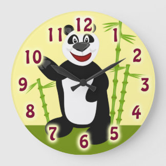 Super Niedliches Panda Fun Cartoon Art Design Große Wanduhr