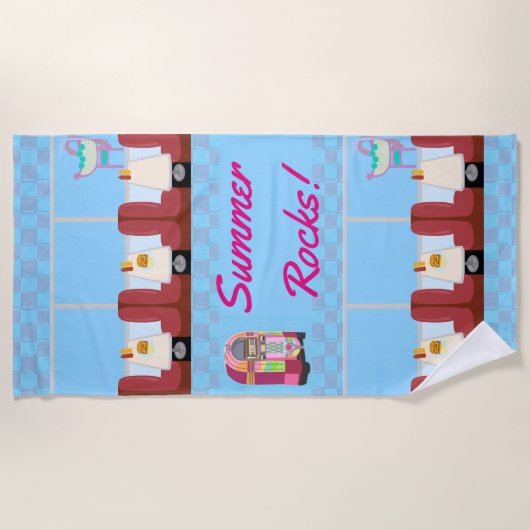 Super Niedliches Retro Diner Fun Fifties Design Strandtuch (Vorderseite)