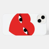 Super Niedliches Rotes Herz mit Augen auf Weiß Case-Mate iPhone Hülle (Rückseite (Horizontal))
