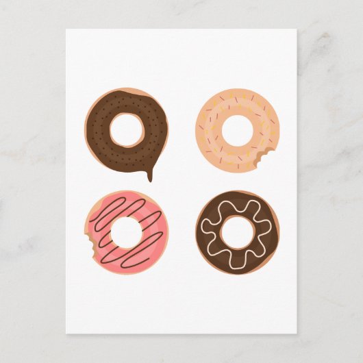Super niedliches Set von Donuts Postkarte (Vorderseite)