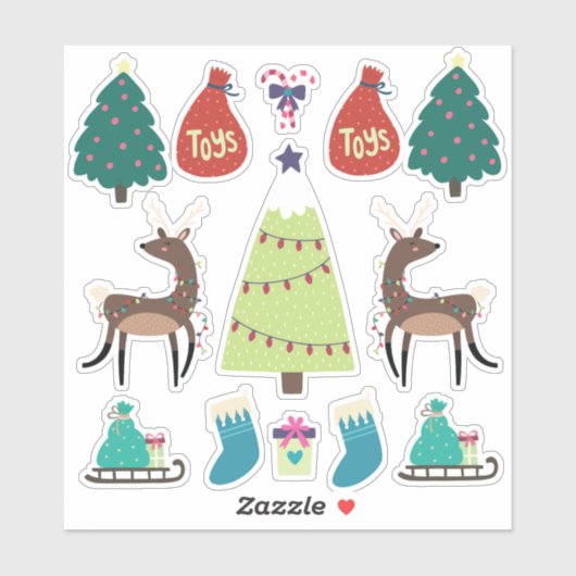 Super niedliches Weihnachtsgemischtes Set mit Hirs Aufkleber (Blatt)