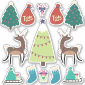 Super niedliches Weihnachtsgemischtes Set mit Hirs Aufkleber (Vorderseite)