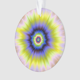 Super Nova in Blauen und Gelben Ornamenten Ornament