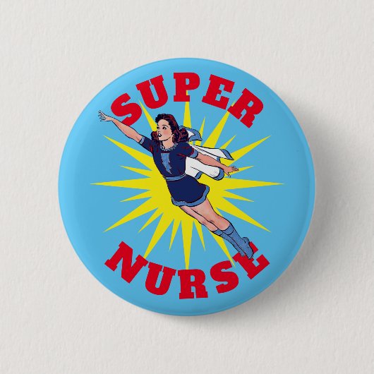 Super-Nurse-Heldin-Frauenvorlage Button (Vorderseite)