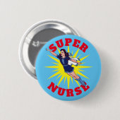Super-Nurse-Heldin-Frauenvorlage Button (Vorne & Hinten)