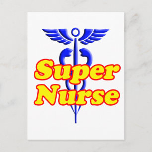 Super Nurse mit Caduceus Postkarte