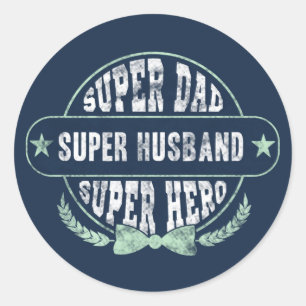 Super Papa Ehemann Held Vatertag Runder Aufkleber