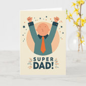 Super Papa Retro Style Karte (Gelbe Blume)