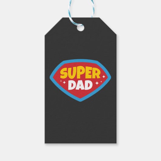 Super Papa Retro-Superhelden-Abzeichen Geschenkanhänger (Vorderseite)