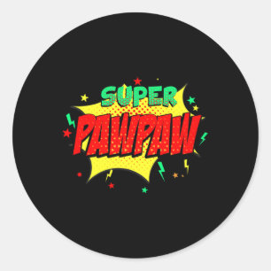 Super Pawpaw Comic Themed Style Superhero Fathers Runder Aufkleber