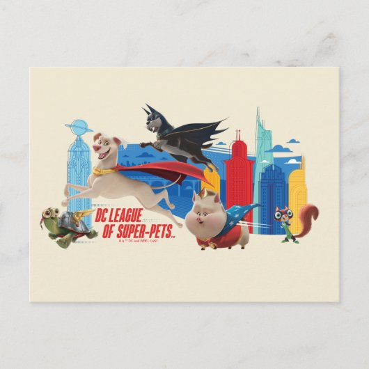 Super-Pets Patrolling Metropolis Postkarte (Vorderseite)