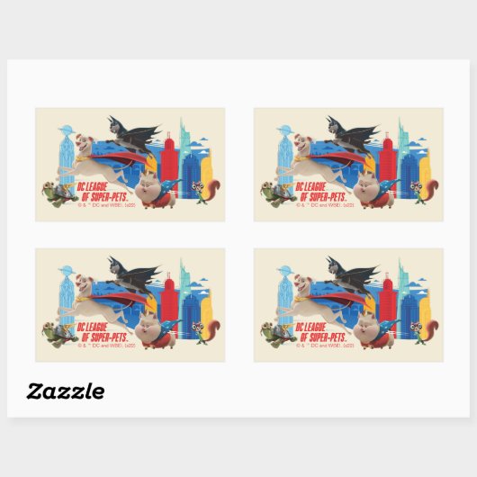 Super-Pets Patrolling Metropolis Rechteckiger Aufkleber (Blatt)