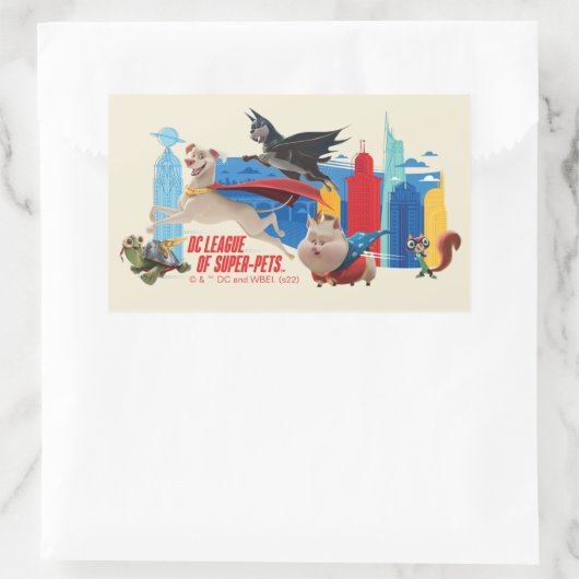 Super-Pets Patrolling Metropolis Rechteckiger Aufkleber (Tasche)