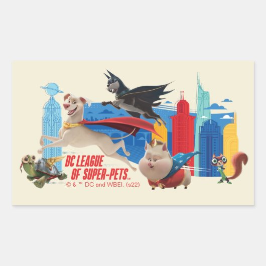 Super-Pets Patrolling Metropolis Rechteckiger Aufkleber (Vorderseite)