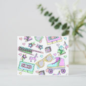 Super Phantastische Achtzigfarbenstil Postkarte (Stehend Vorderseite)